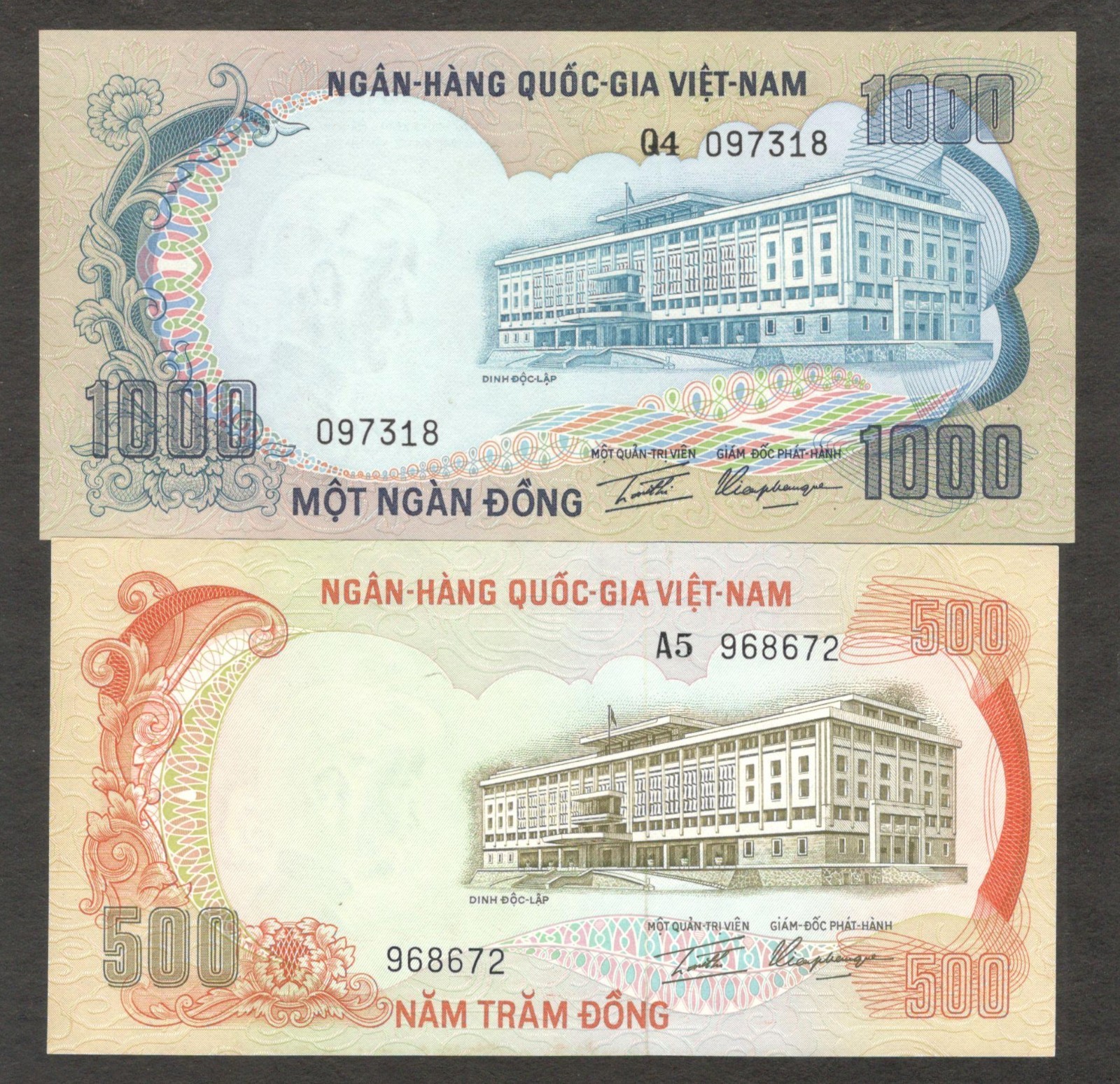 Vietnam South Full Set 5 Pcs 50 100 200 500 1000 Dong P-30 to 34 1972 1975 UNC