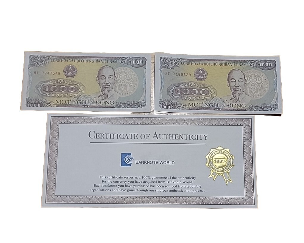 VIETNAM 1000 Dong Year 1988 ×2 Banknote World Paper Money UNC Currency