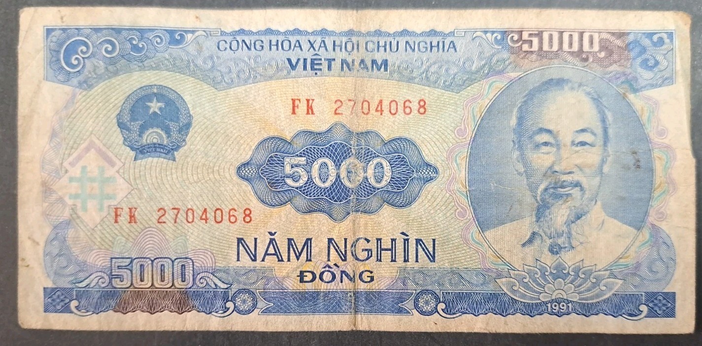 1991 Vietnam 5000 Ðong P108a, FK2704068.