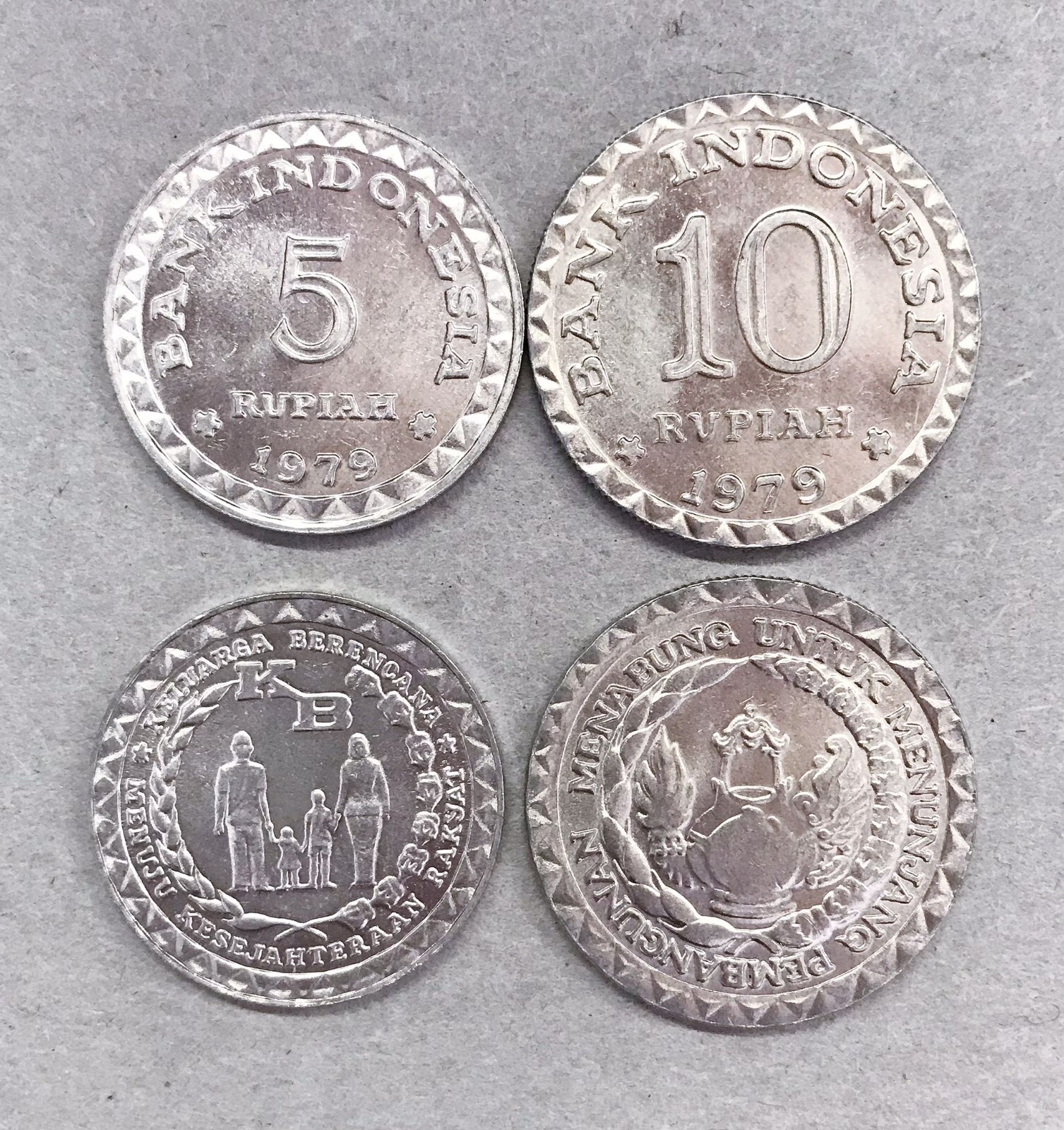 indonesia 5 + 10 rupiah 1979 q.fdc