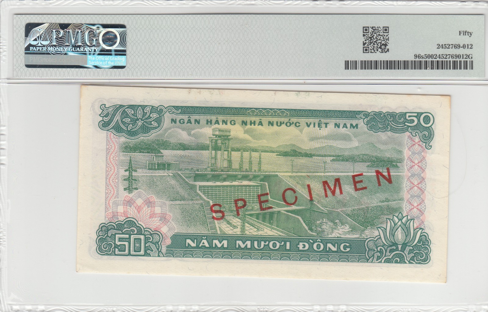 1985 Dem/Rep of Vietnam SPECIMEN, PMG Certified 50 Dong Bank Notes P#96s.