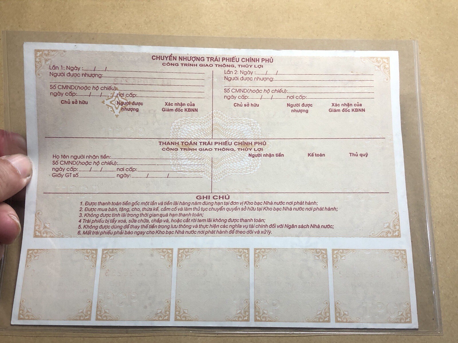 100,000 Dong Payment Bond Cheque Unpaid 2003 Original Vintage Rare_LDP Shop.