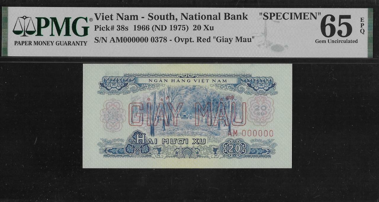 South Vietnam P-38s 20 Xu 1966 Specimen PMG 65 EPQ