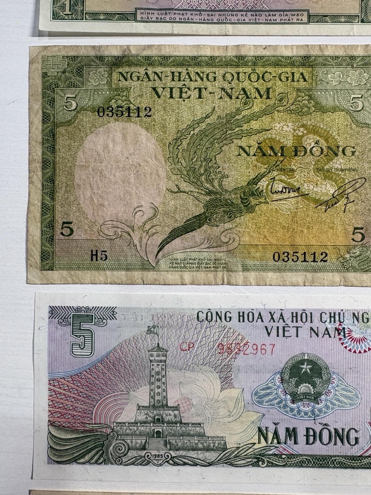 Vietnamese Dong Banknotes (LOT OF 6) 1, 5, 10 Đồng Banknotes
