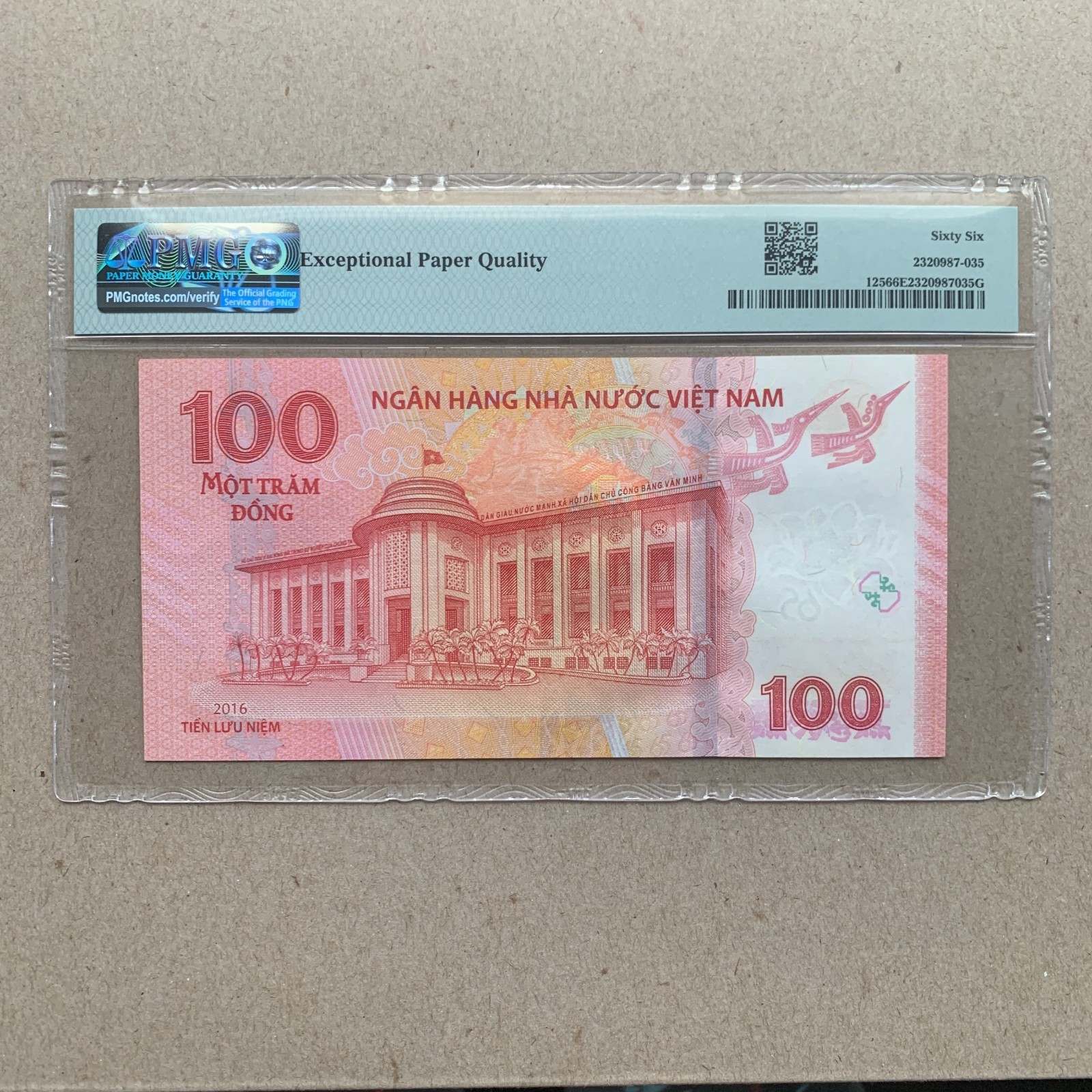 VIETNAM 100 Dong 2016 “Commemorative” Banknote P125 PMG 66 EPQ UNC Currency