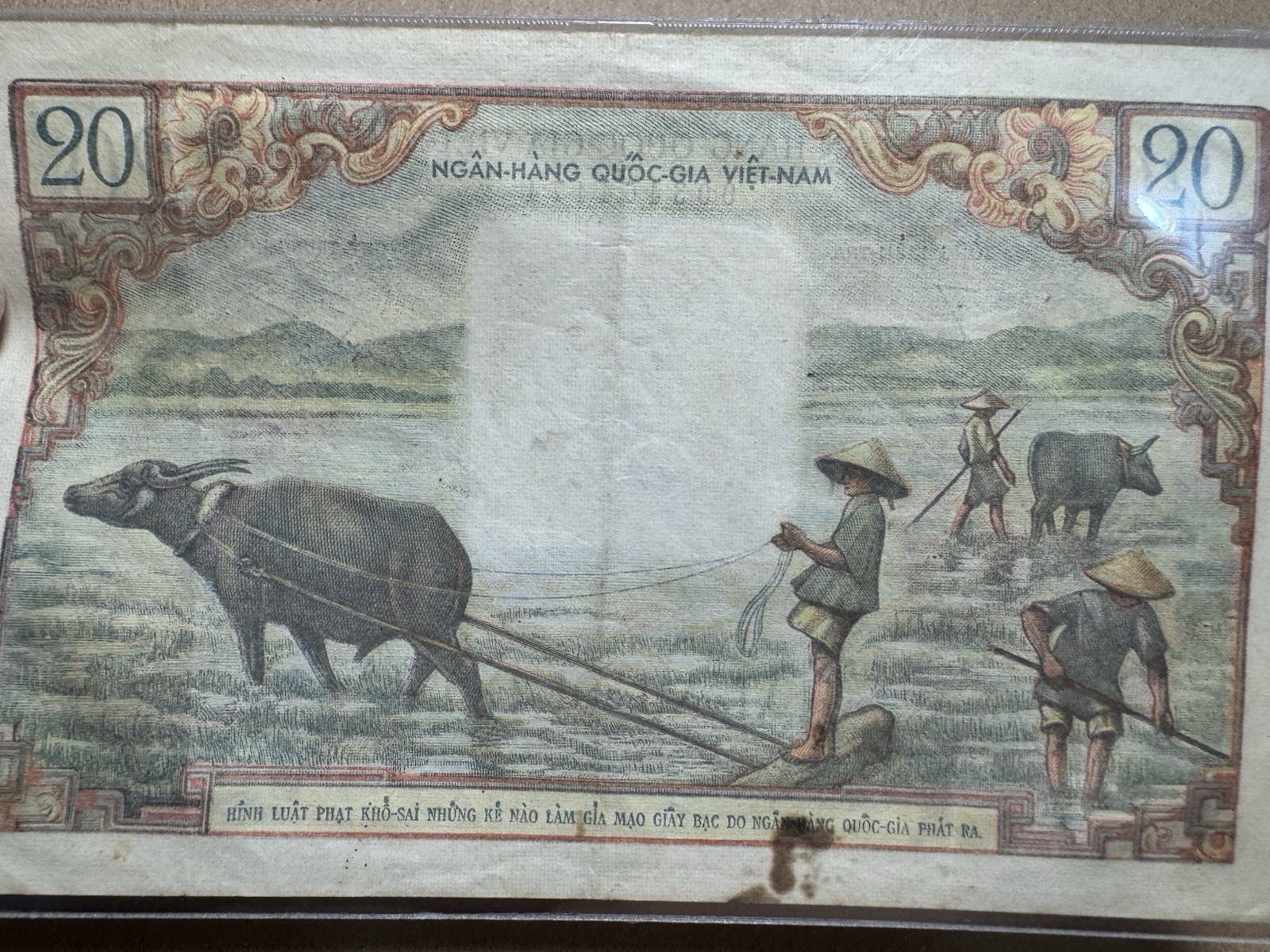 South Viet Nam Banknotes 20 Dong 1956 P-4a XF_LDP Shop.
