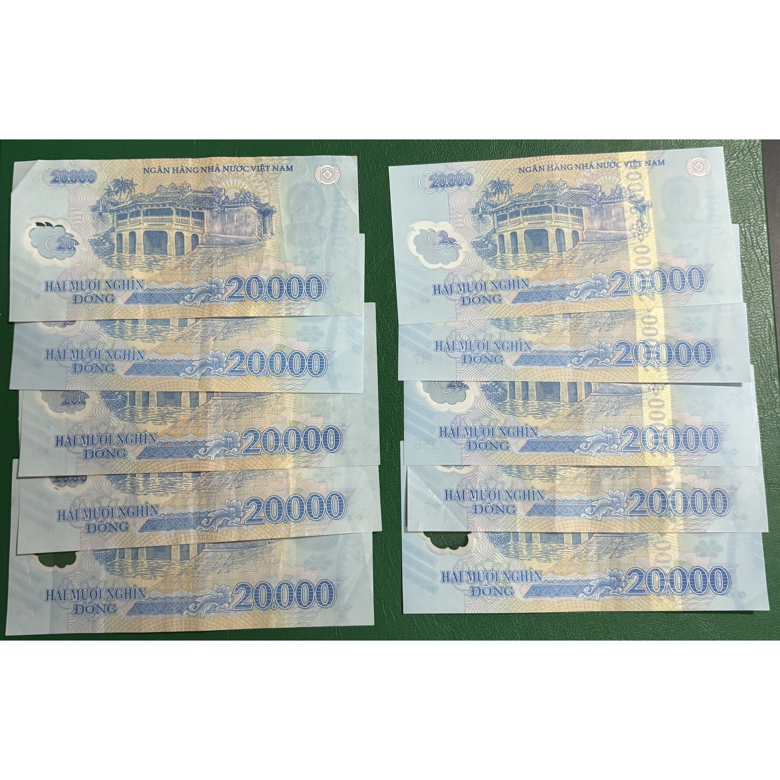 10 x VIETNAM 20000 Dong Circulated Polymer Banknotes VND 20,000 20K 200,000