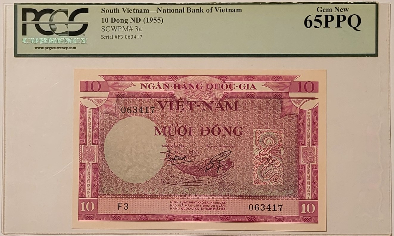 Vietnam 1955 10 Dong Bank Note Gem New 65 PPQ PCGS Currency