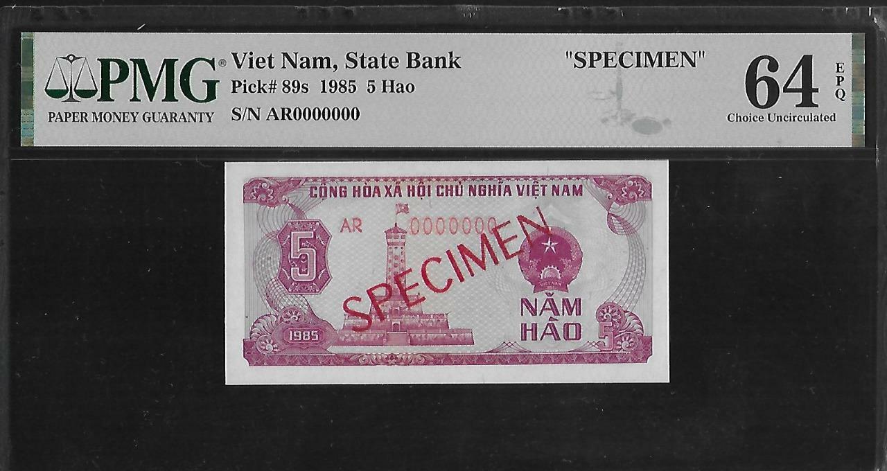 Vietnam P-89s 5 Hao 1985 Specimen PMG 64 EPQ