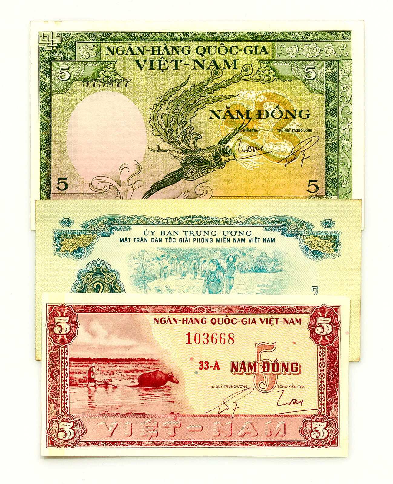 set of 3 diff. South Vietnam 1950’s-70’s circ.-Au