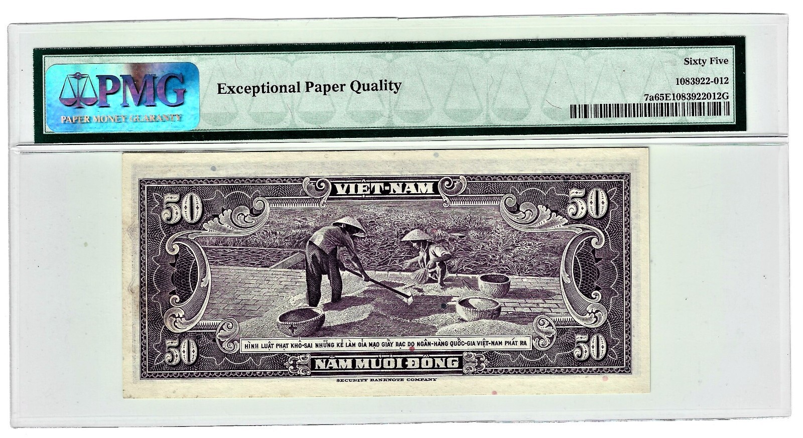 South Vietnam: 50 Dong ND (1956) Pick 7a PMG Gem Uncirculated 65 EPQ.