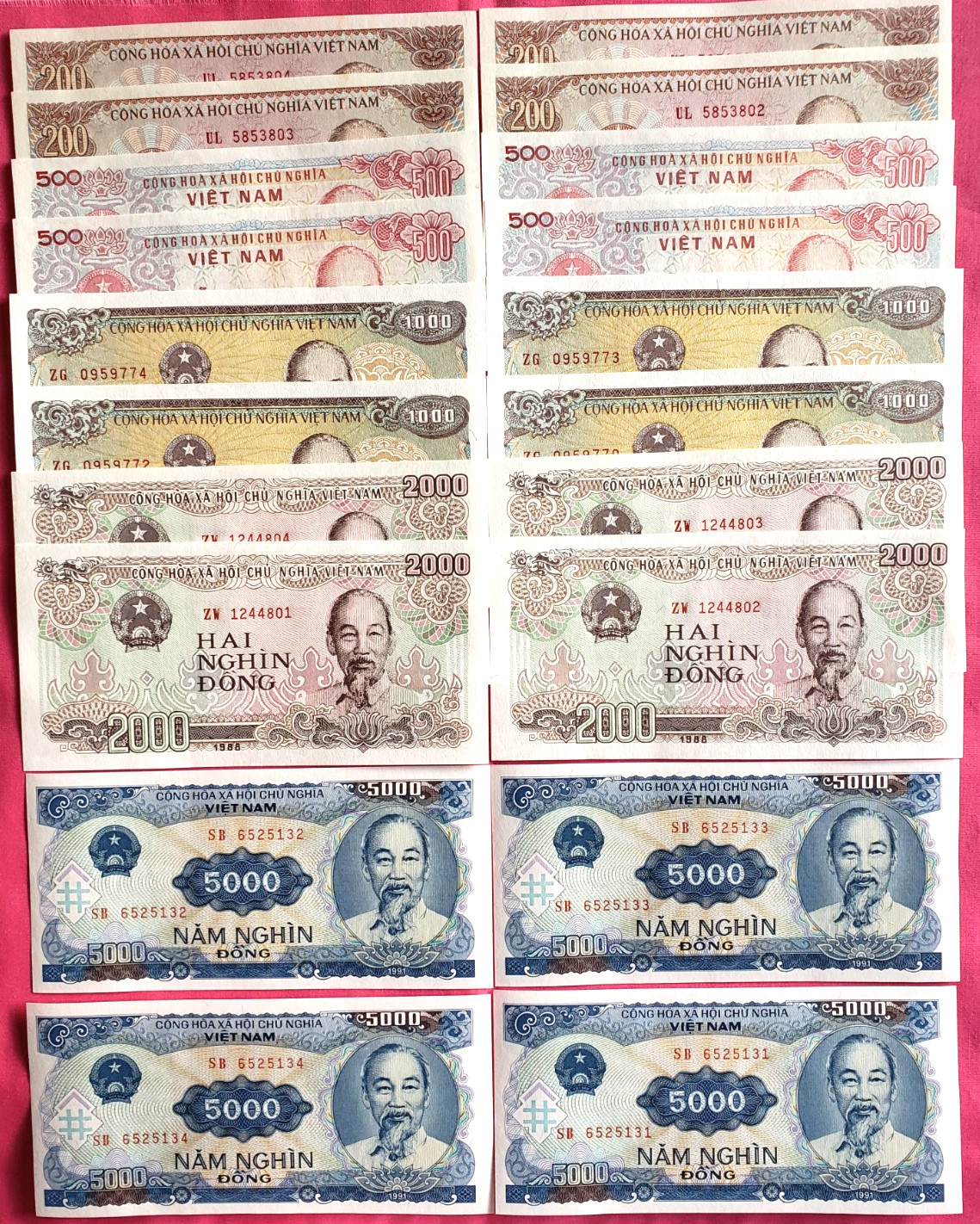 Viet Nam Money Dong 20 PCS Set 5 Denominations Vietnamese Money Dong