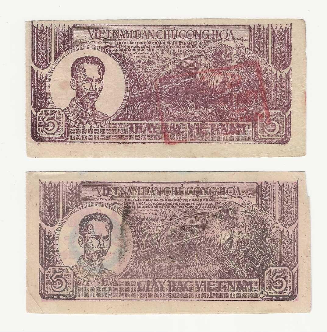1946 Dem/Rep of North Vietnam 2 Different Bank Notes P#6.