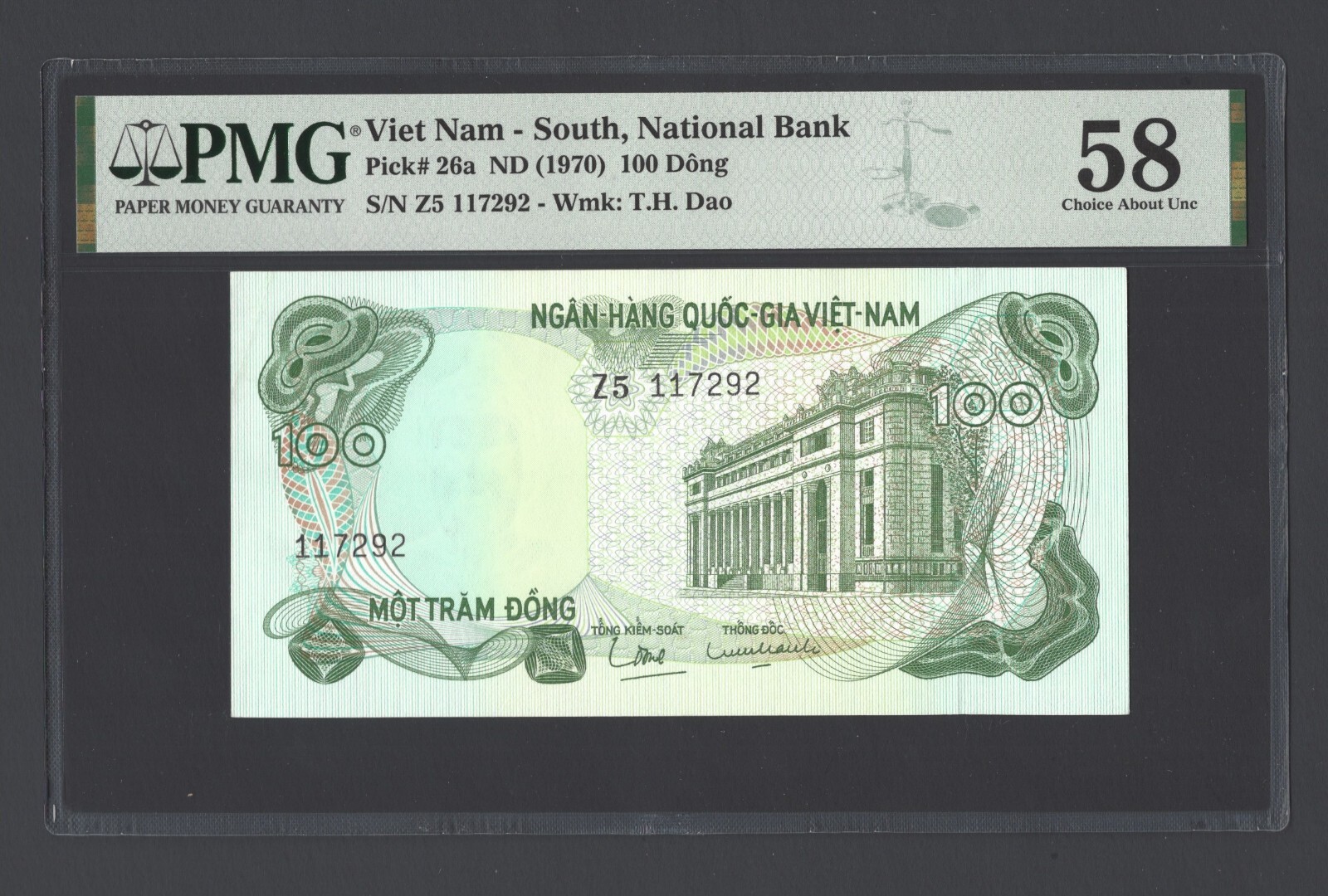 South Vietnam 100 Dong ND(1970) P26a About Uncirculated