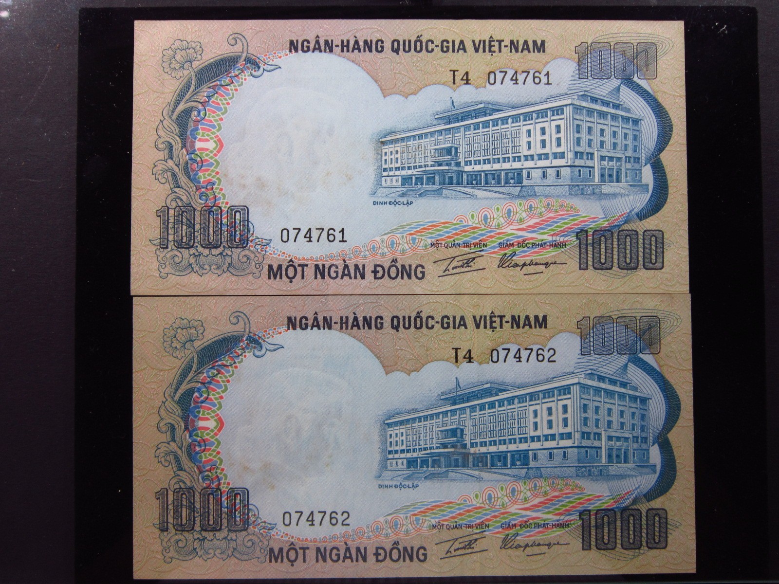 South Vietnam 1000 Dong ND 1972 P34 Unc Sequential Pair i4761 Elephants Việt Nam