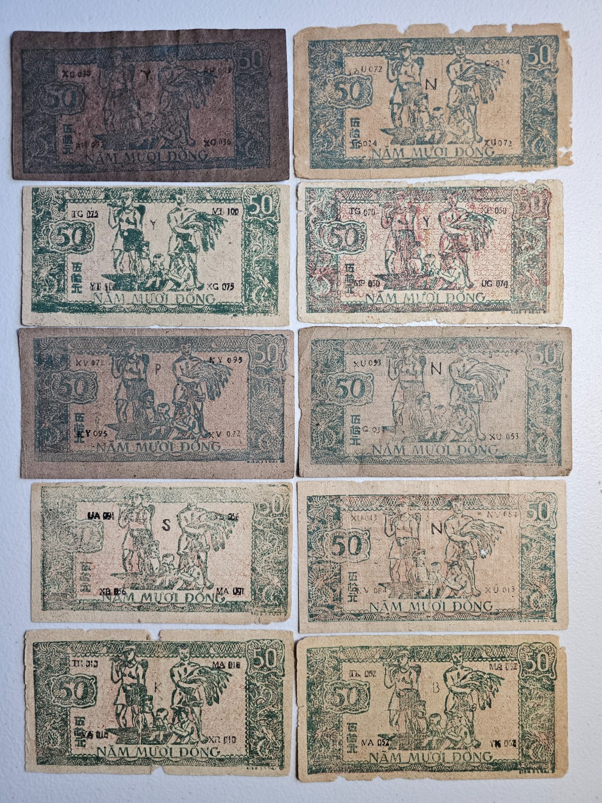 North Vietnam 50 Dong 1949-50, Lot of 10