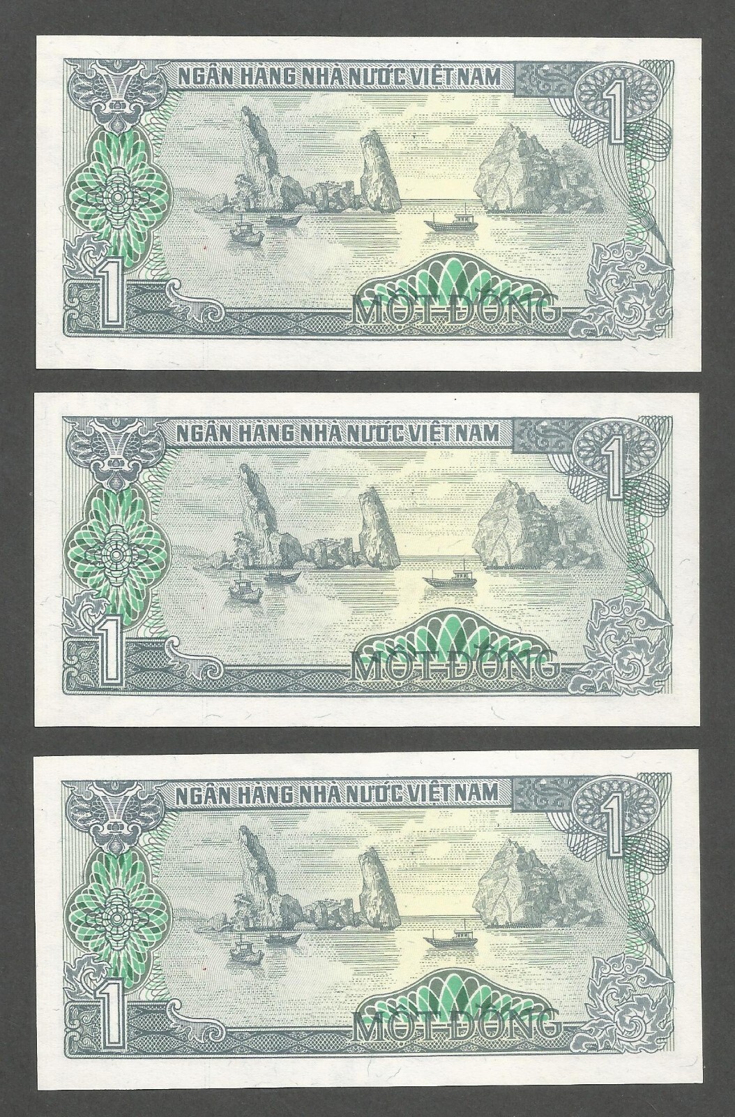 Vietnam 1 Dong 1985; UNC; P-90a; BNB-B318a; Lot of 3 consecutive serial numbers