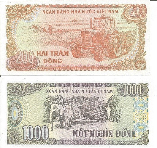 VIETNAM 200 DONG 1987 + 1.000 DONG 1988