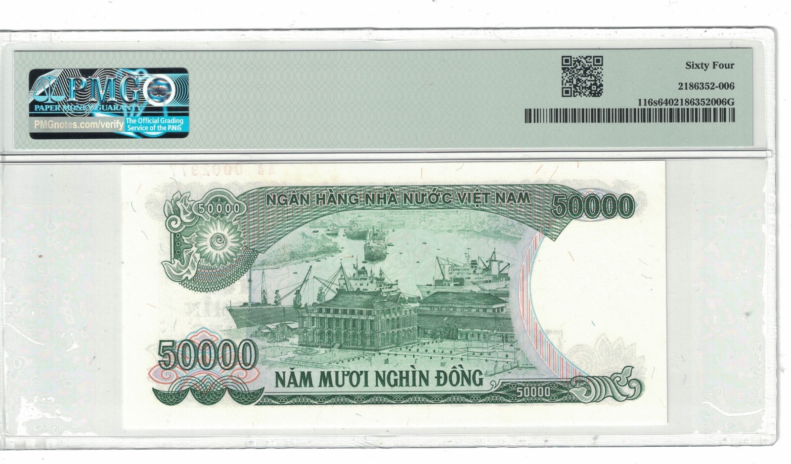 VIETNAM – SPECIMEN 50,000 DONG 1994 PICK# 116s PMG: 64 UNC. #PL2002
