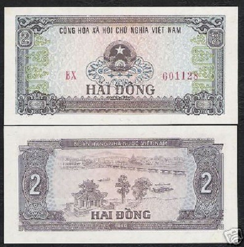 VIETNAM 2 DONG P85 1980 X 100 Pcs Lot Bundle VND BOAT RIVER AUNC MONEY BANK NOTE