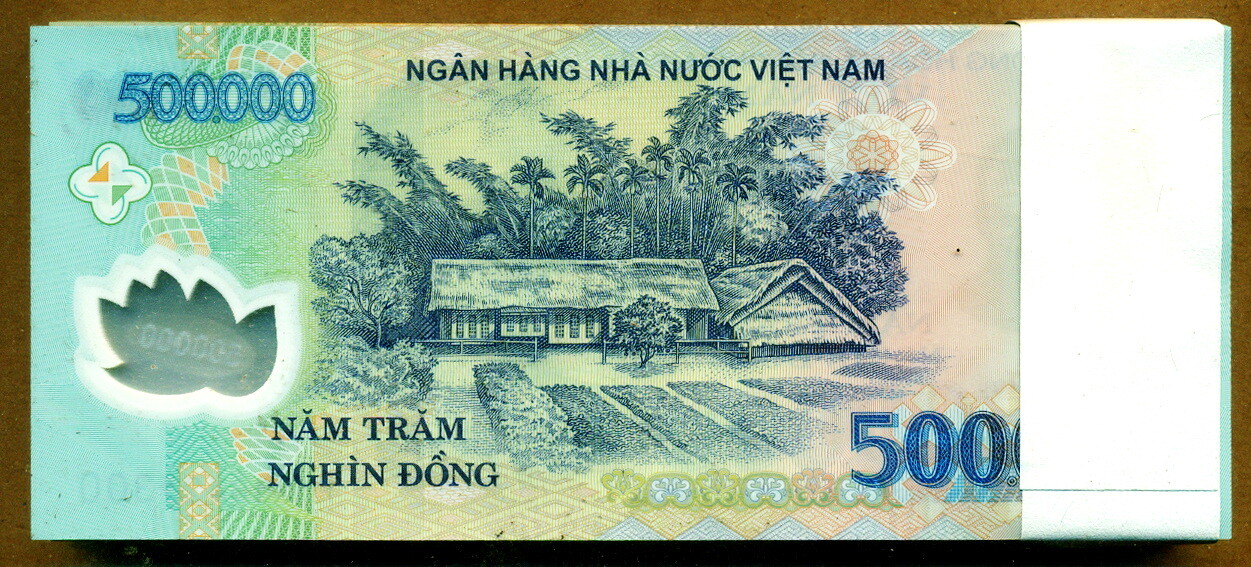 Vietnam lot of 10 notes x 500,000 Dong UNC condition. Brand new & 100% authentic