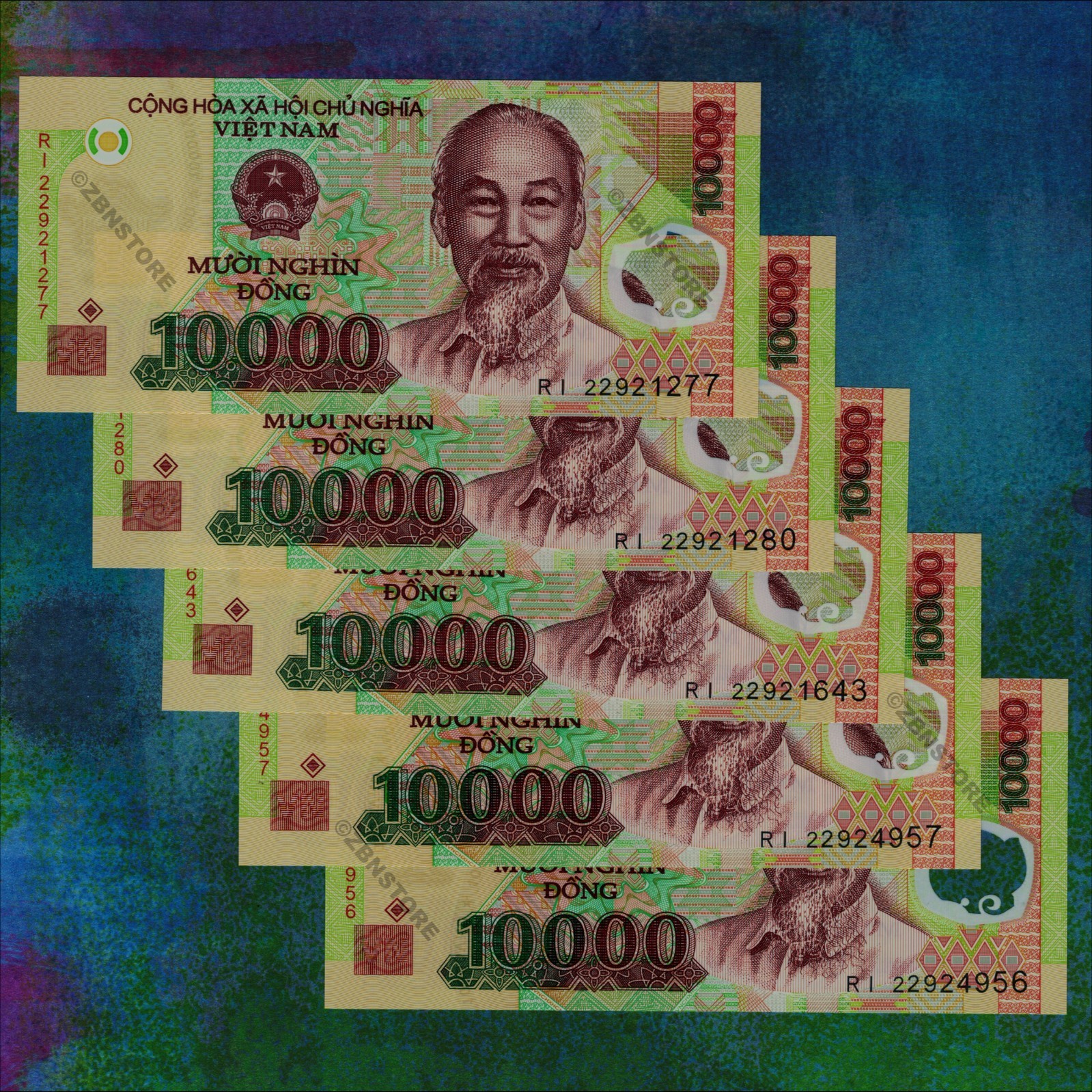 3 x 10 Billion Zimbabwe Dollars + 3 x 20000 Vietnam Dong Bank Notes Uncirculated