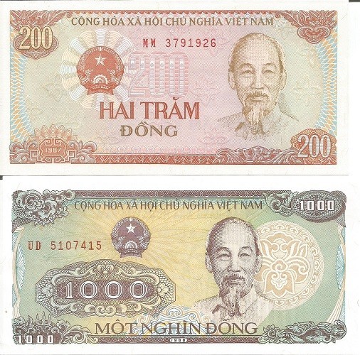 VIETNAM 200 DONG 1987 + 1.000 DONG 1988