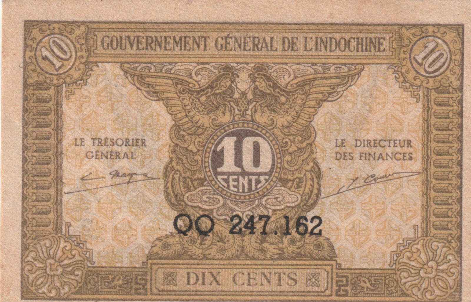 French Indochina 1942 10 Cents Uncirculated Banknote Pick 89a Bargain Bin