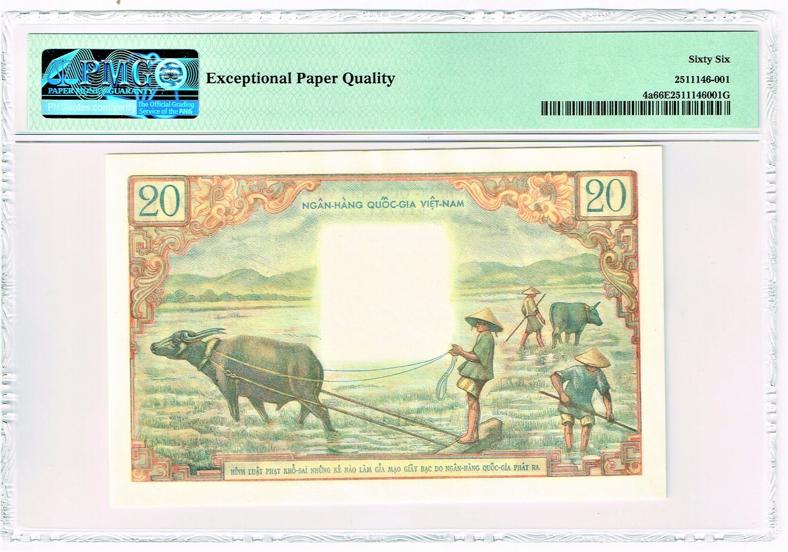South Vietnam: 20 Dong ND (1956) Pick 4a PMG Gem Uncirculated 66 EPQ.
