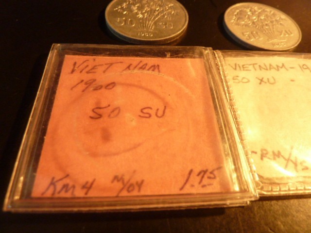 Lot of (3) South Vietnam Dong coins ( 1960 and 1963 50 Dong and 1968 20 Dong)