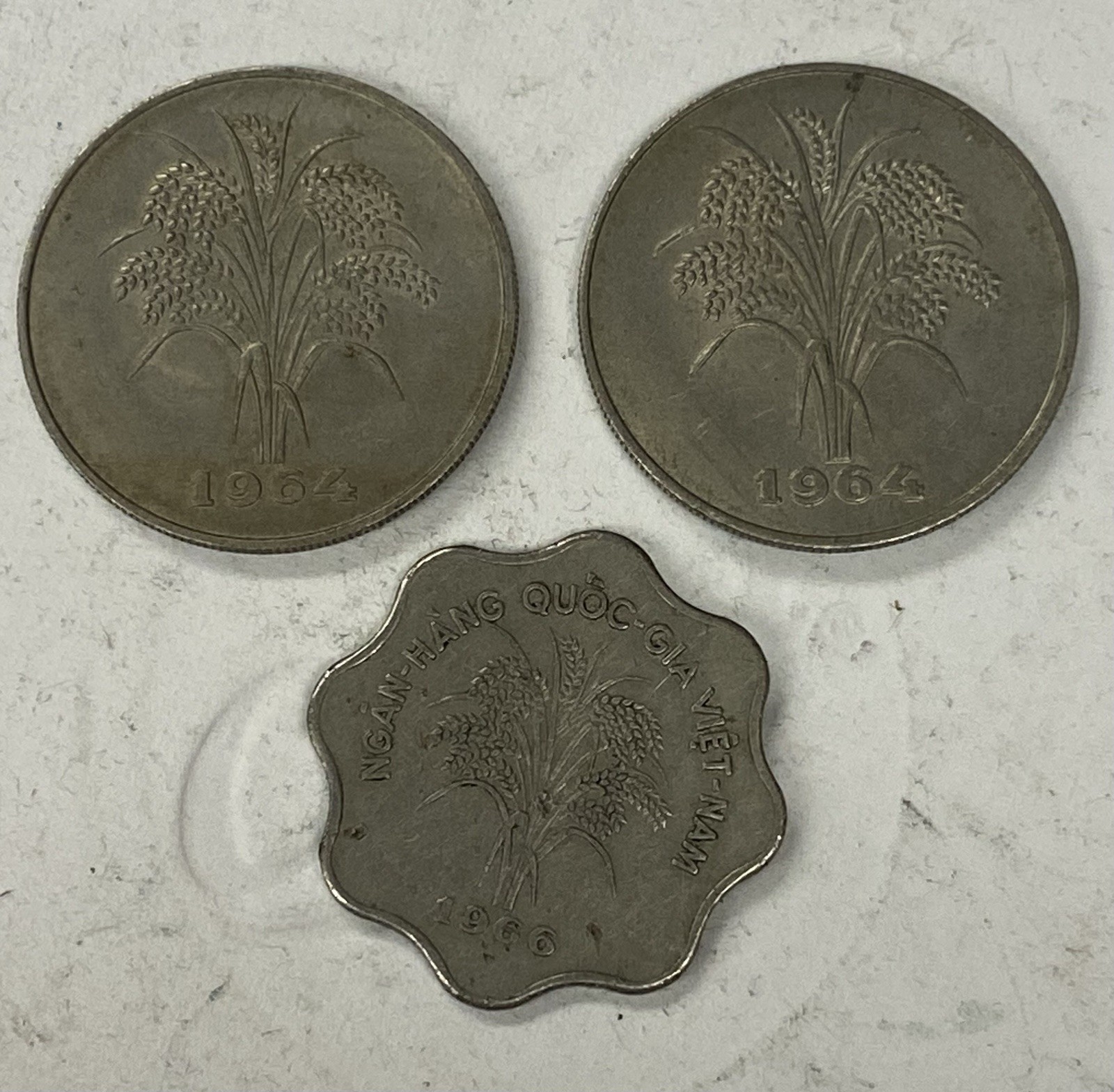 Vietnam 10 Dong 1964 and 5 Dong 1966 Coins Lot Vintage World Currency
