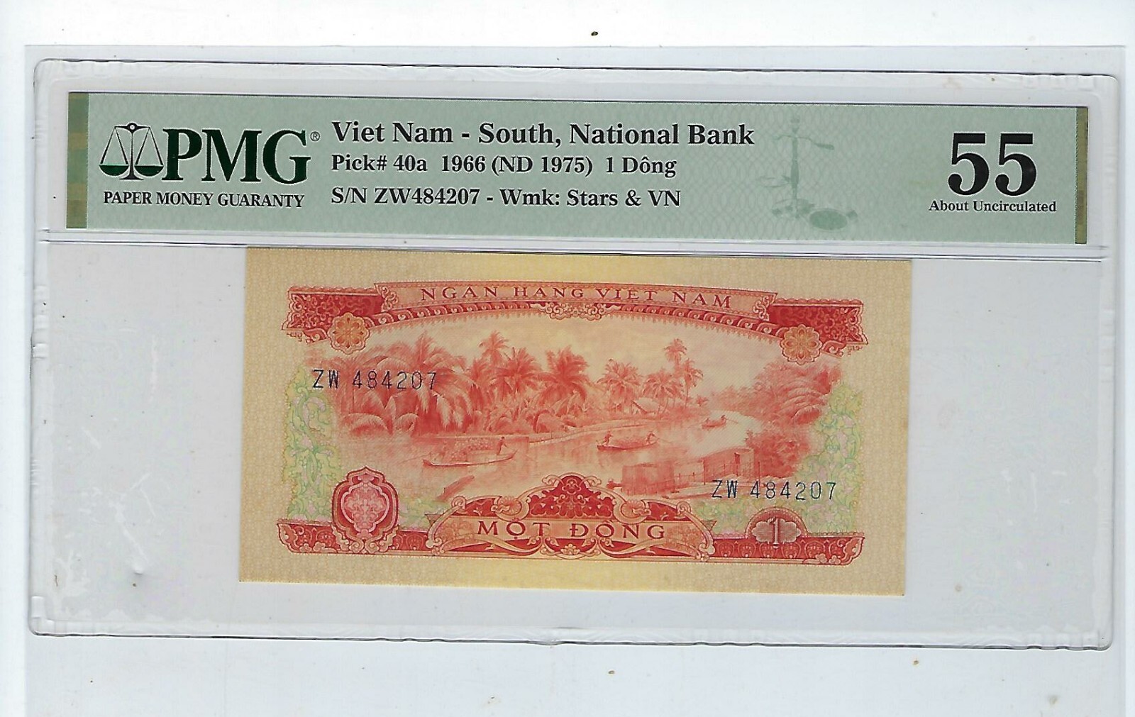 South Vietnam One Dong 1966(1975) P40a PMG AU 55