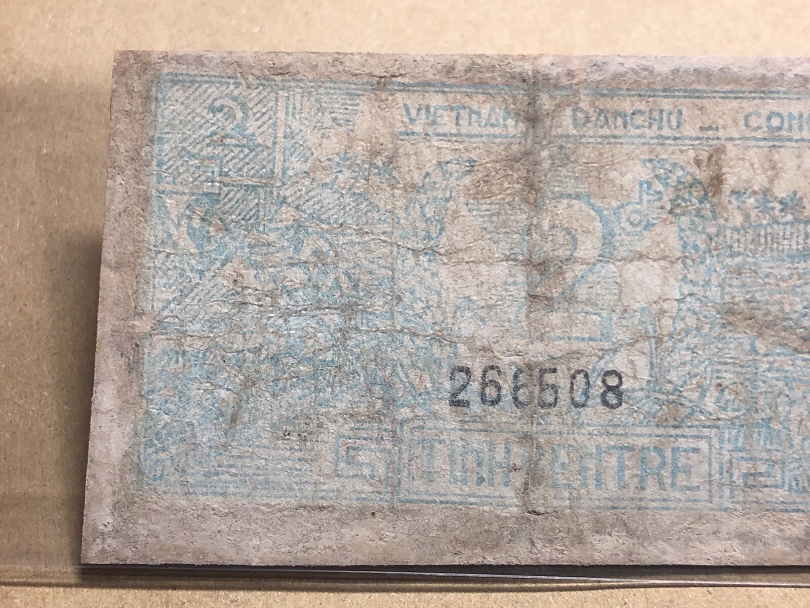 2 Dong Pick Unlished Ben Tre province South Viet Nam Banknotes 1949 Rare_LDP.