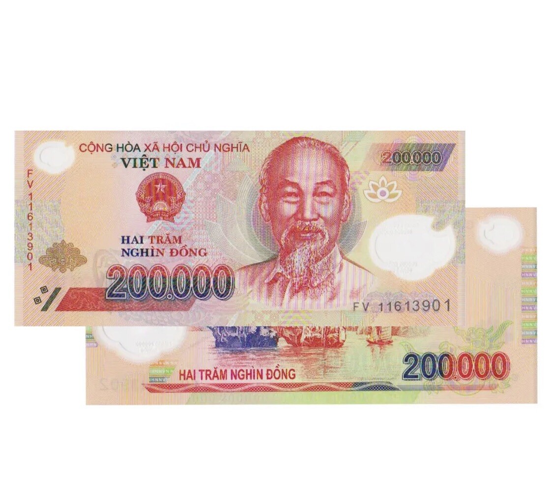 Vietnam 200,000 X 5 Pieces (PCS) = 1 Million Dong Currency VND Banknotes
