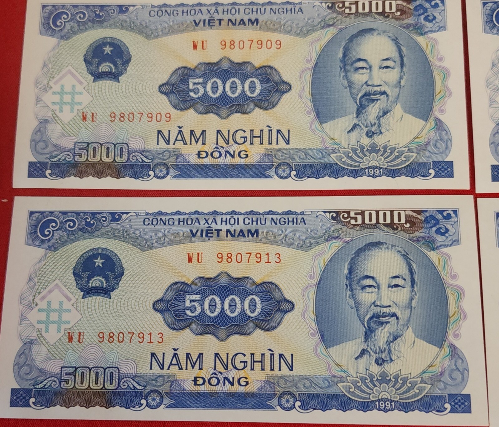 Vietnam (Vietnamese) 5000 (5,000) Dong LOT OF 10 Pcs, 1991 (1993) UNC