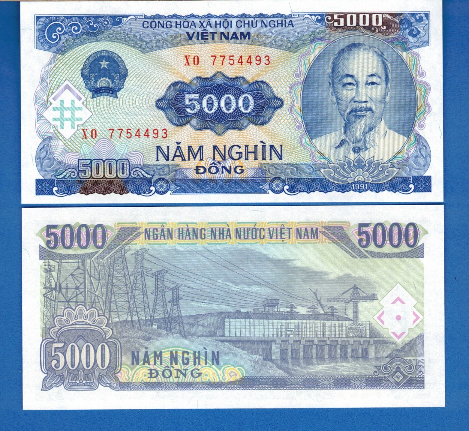 Viet Nam P-108 5000 Dong Year 1991 Uncirculated Banknote