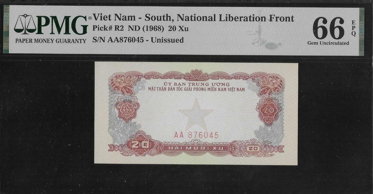South Vietnam P-R2 20 Xu 1968 PMG 66 EPQ