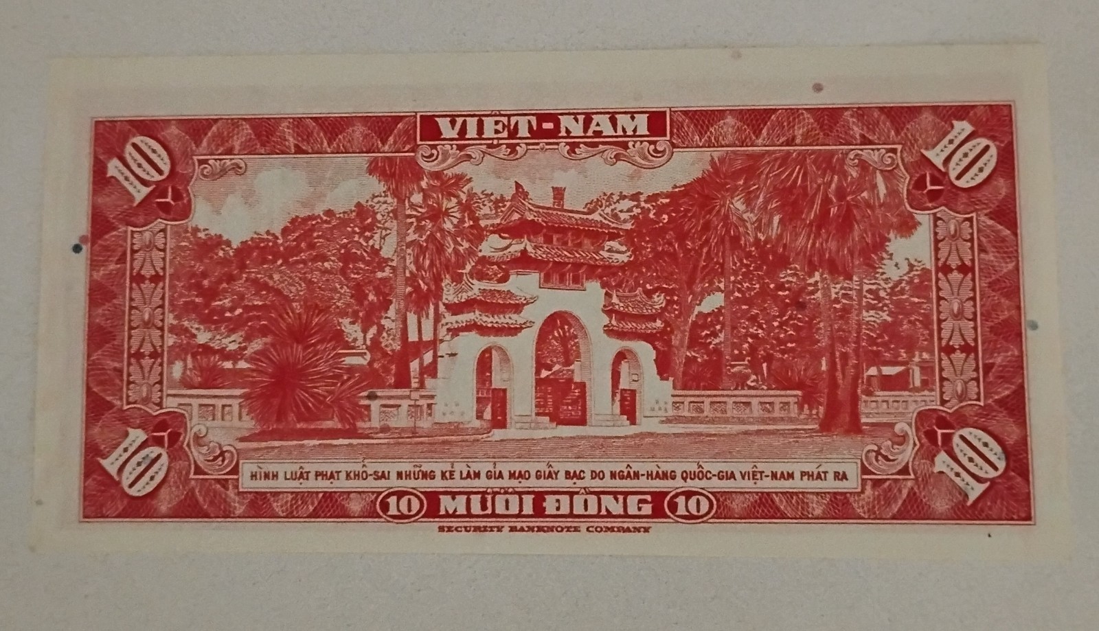 1962 S Vietnam 10 Dong Note UNC