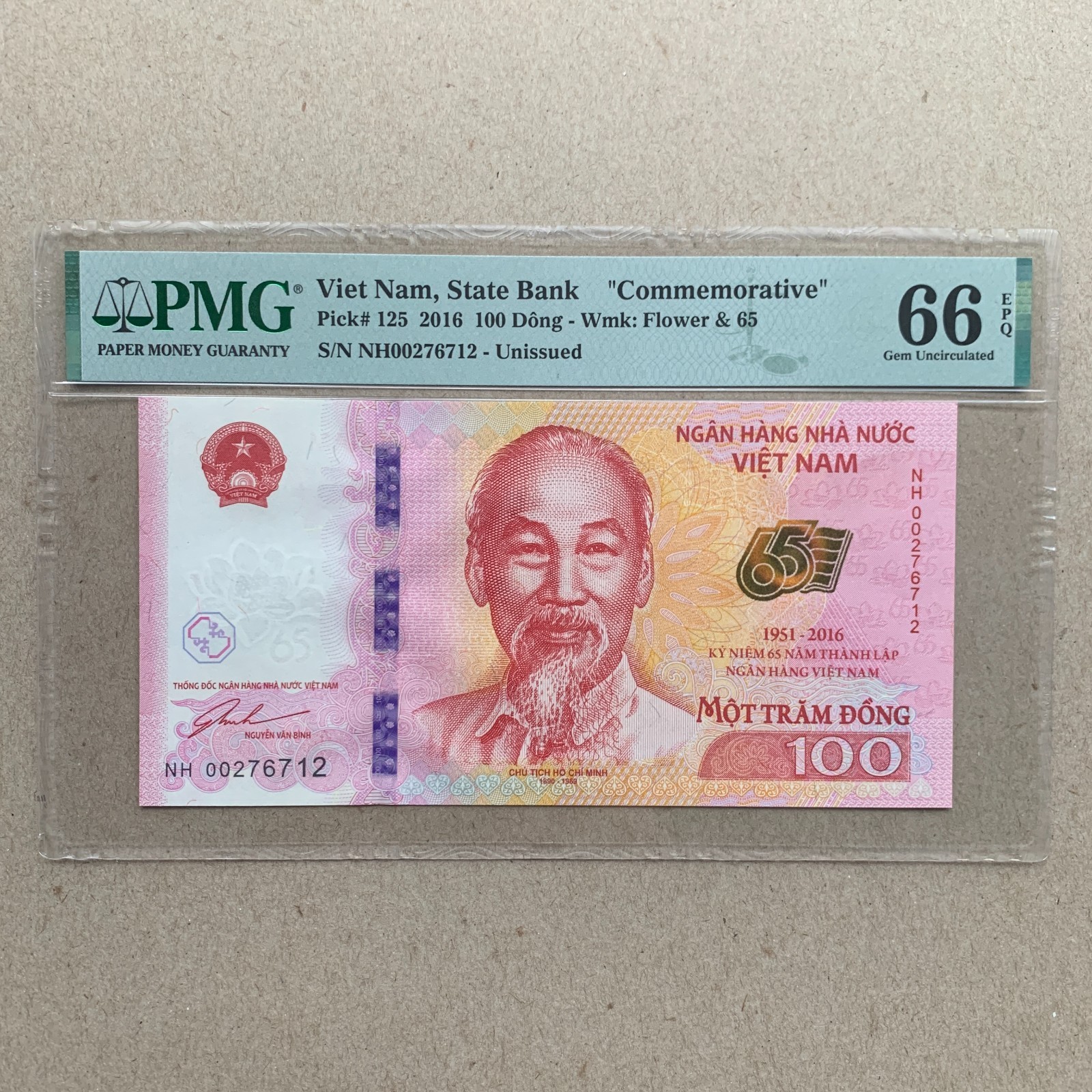 VIETNAM 100 Dong 2016 “Commemorative” Banknote P125 PMG 66 EPQ UNC Currency