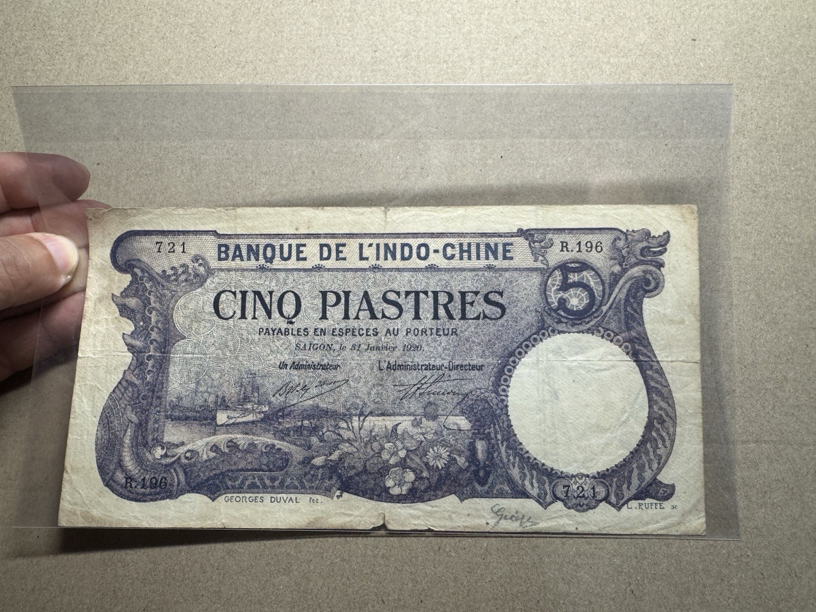 5 Piastres Indochine Indochina Banknotes P-37b 1920 Rare_LDP Shop.