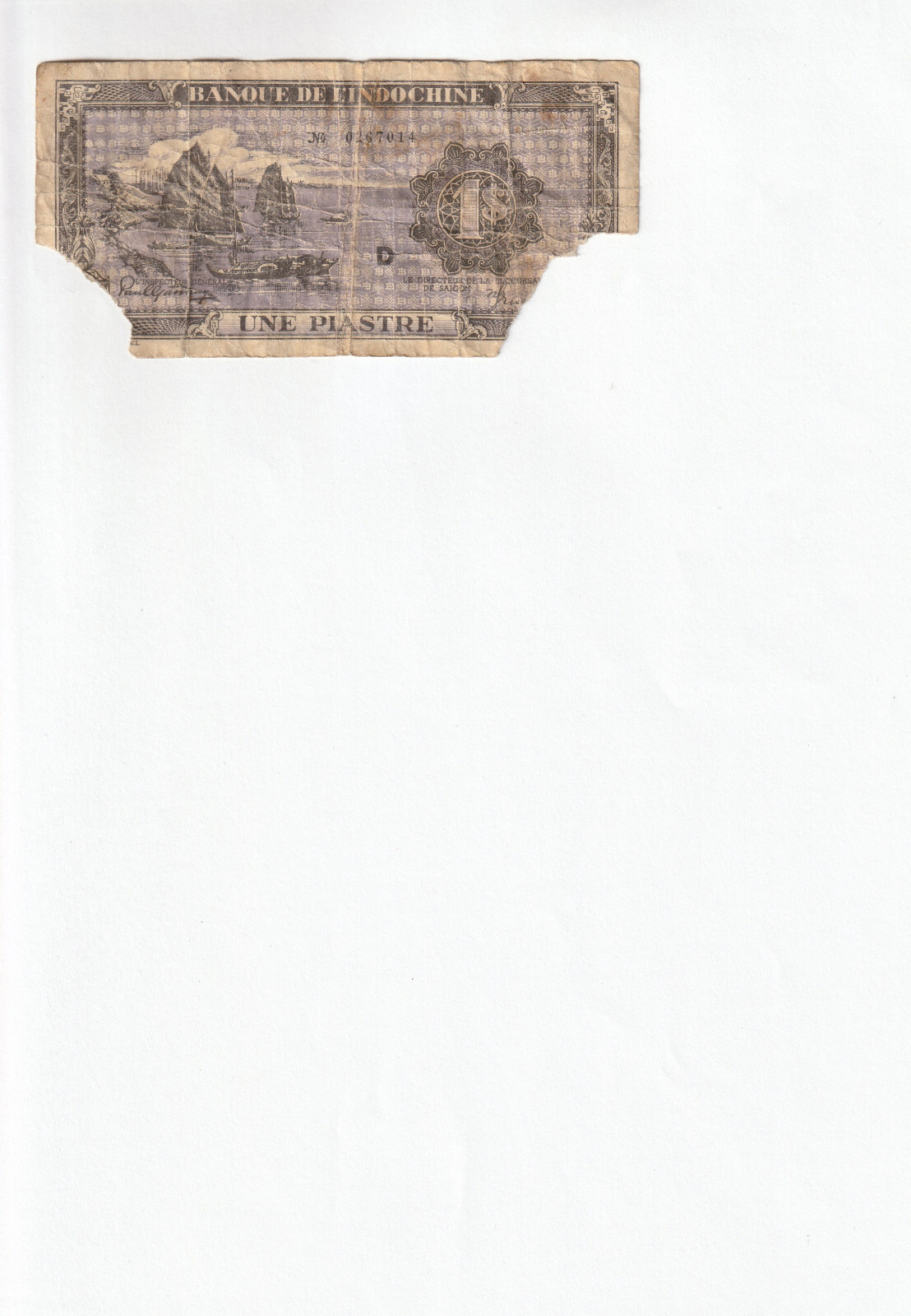 French Indochina 1 Piastre Banknote 1942 – 1945 LOOK