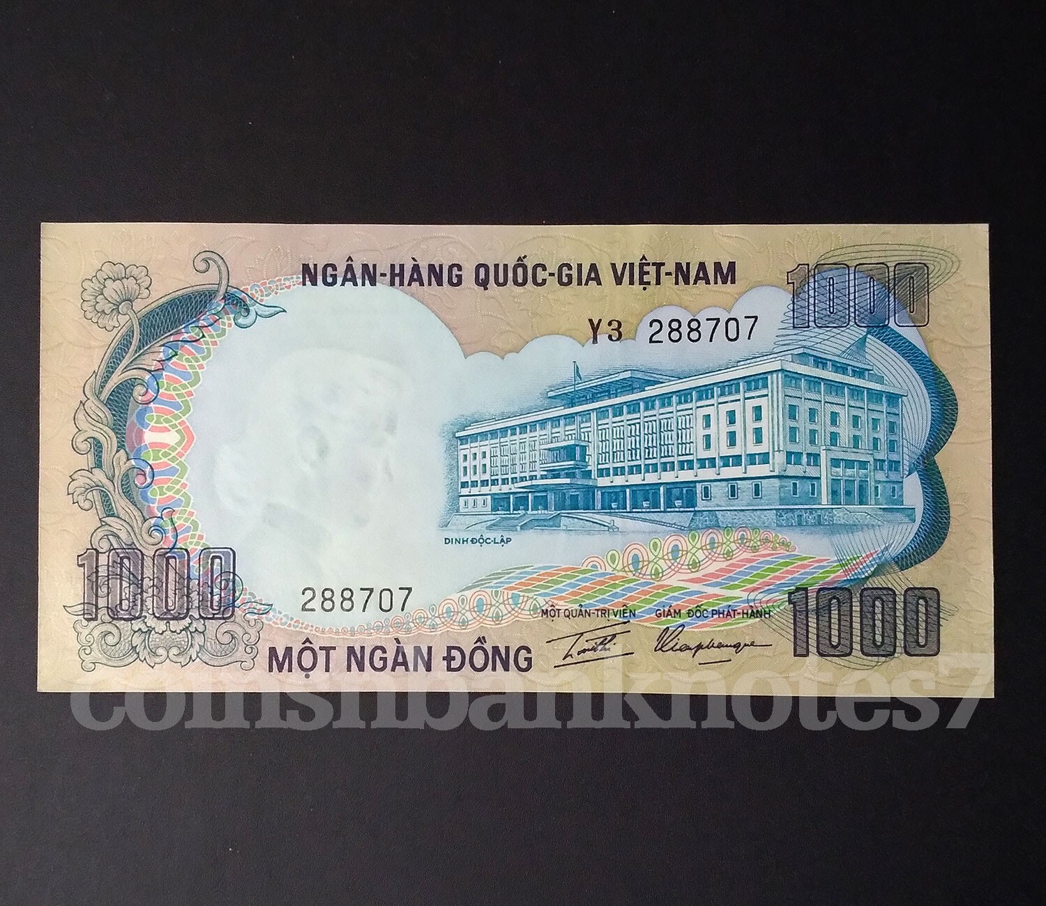 1972 Viet Nam 1000 Dong Banknote. P34 Uncirculated / Elephant