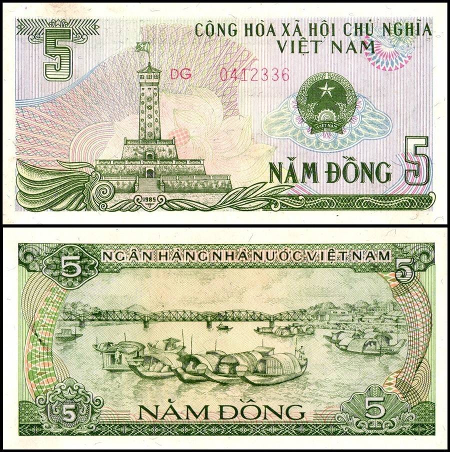 Vietnam 5 Dong, 1985, P-92a, UNC