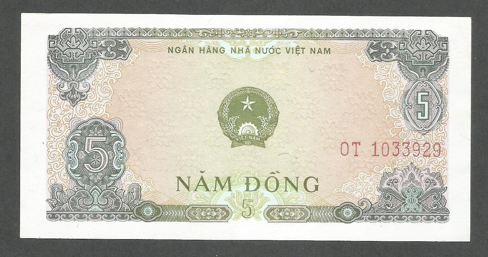 Vietnam 5 Dong 1976; UNC; P-81b; BNB-B309b; Fishing boats; Women with fish
