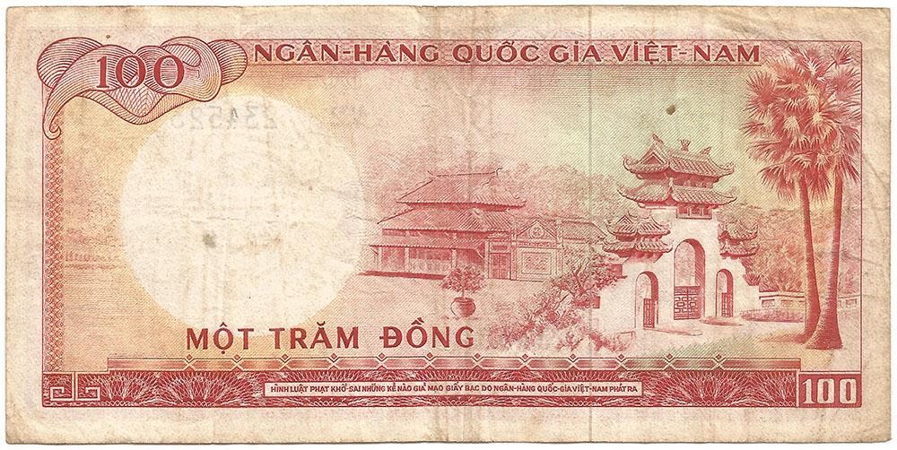 1966 SOUTH VIETNAM Crispy LIGHTLY CIRCULATED “100 Dong” NOTE Portrait WATERMARK