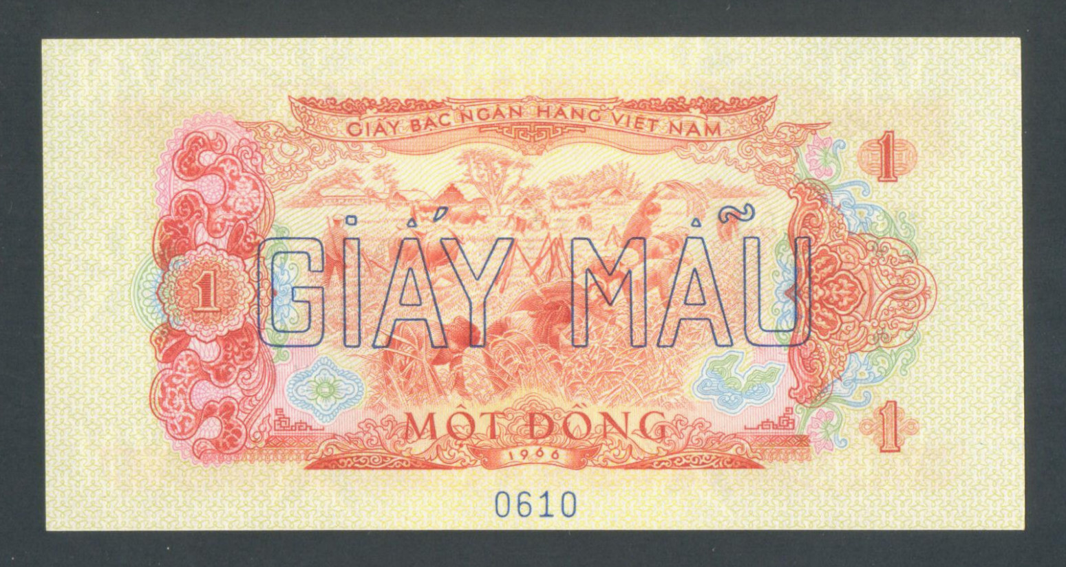 VIETNAM SOUTH 1 Dong 1966 UNC P40s SPECIMEN All zeroes serial No