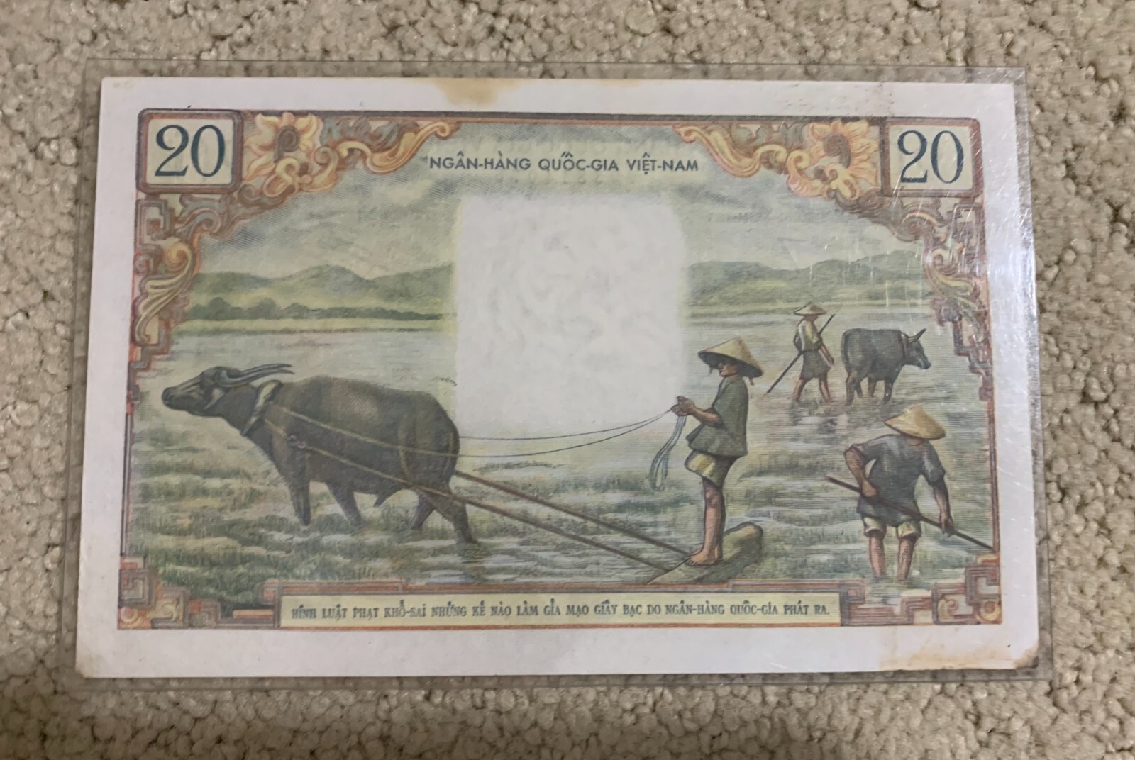 South Vietnam Old Currency 20d (Bụi Chuối) Printed in 1956