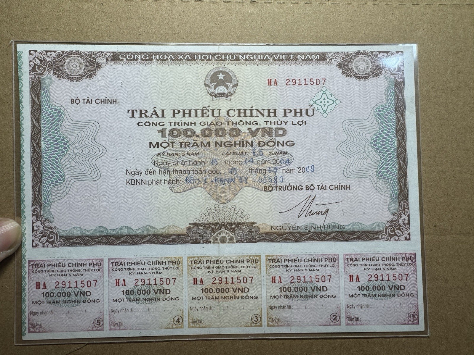 100,000 Dong Goverment Cheque 2003 Rare_LDP Shop.