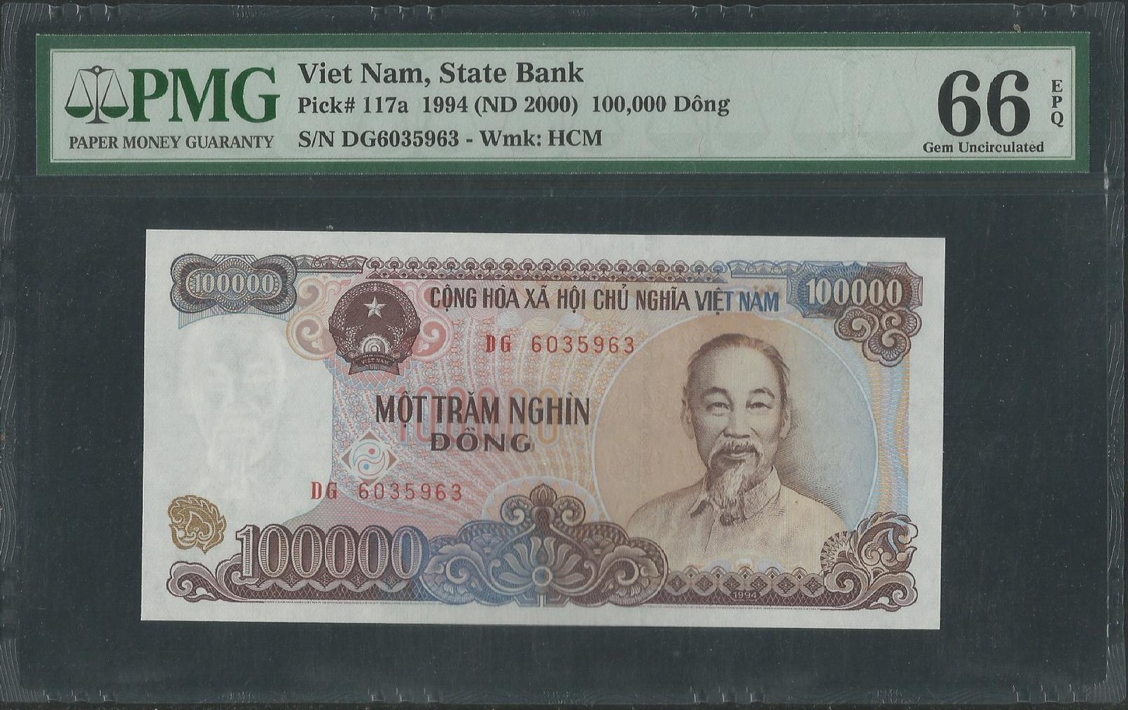 Vietnam P-117a 100,000 Dong 1994 (2000) PMG 66 EPQ