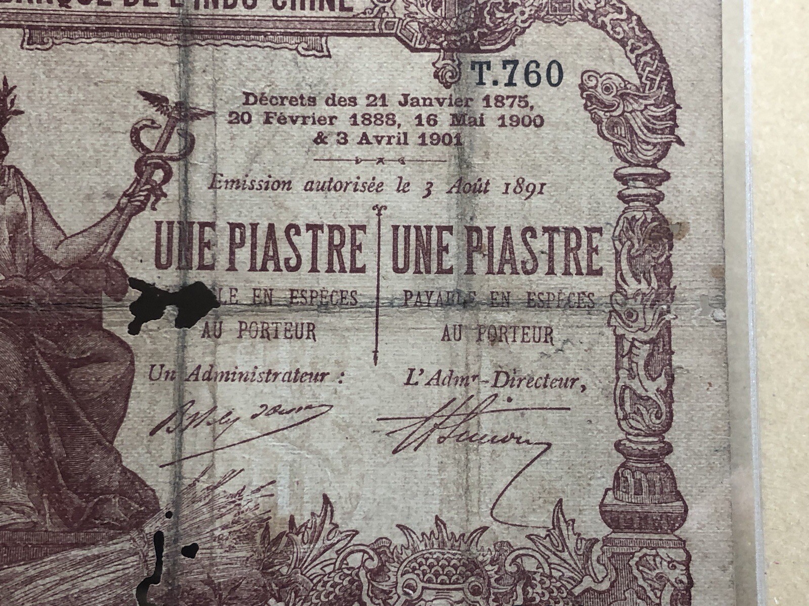 1 Piastre Sai Gon Pick# 34b Indochine Banknotes 1909-1921_LDP Shop.